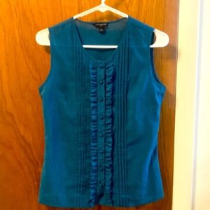 Teal banana republic blouse with tuxedo details